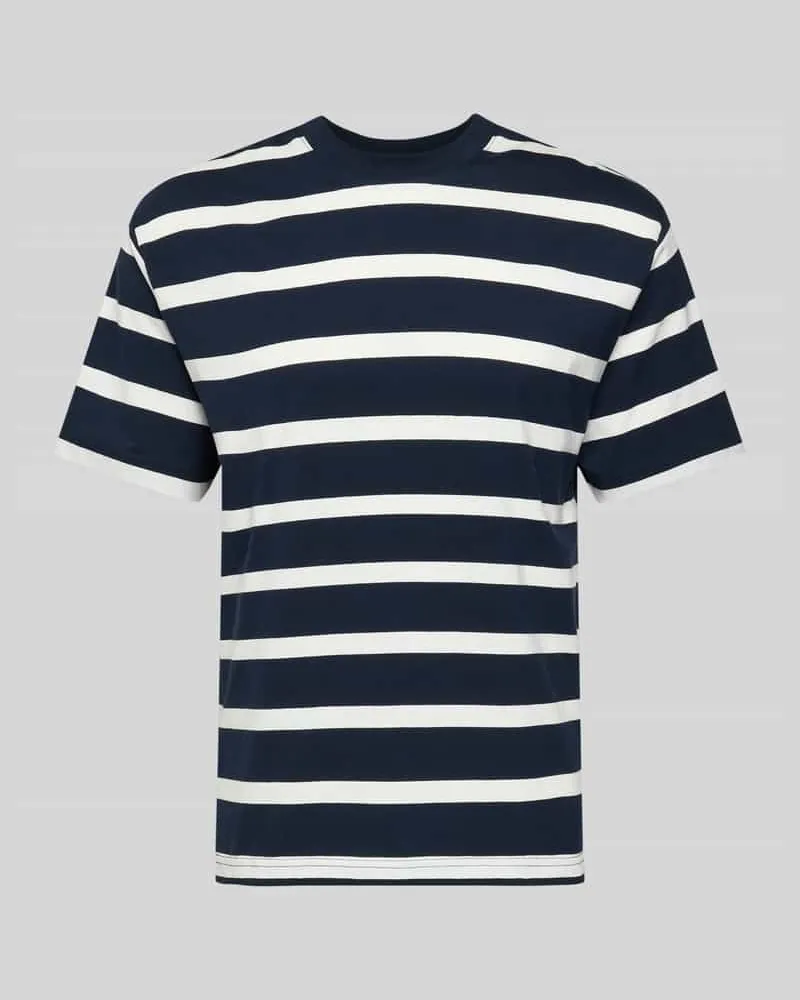 McNeal T-Shirt mit geripptem Rundhalsausschnitt Dunkelblau