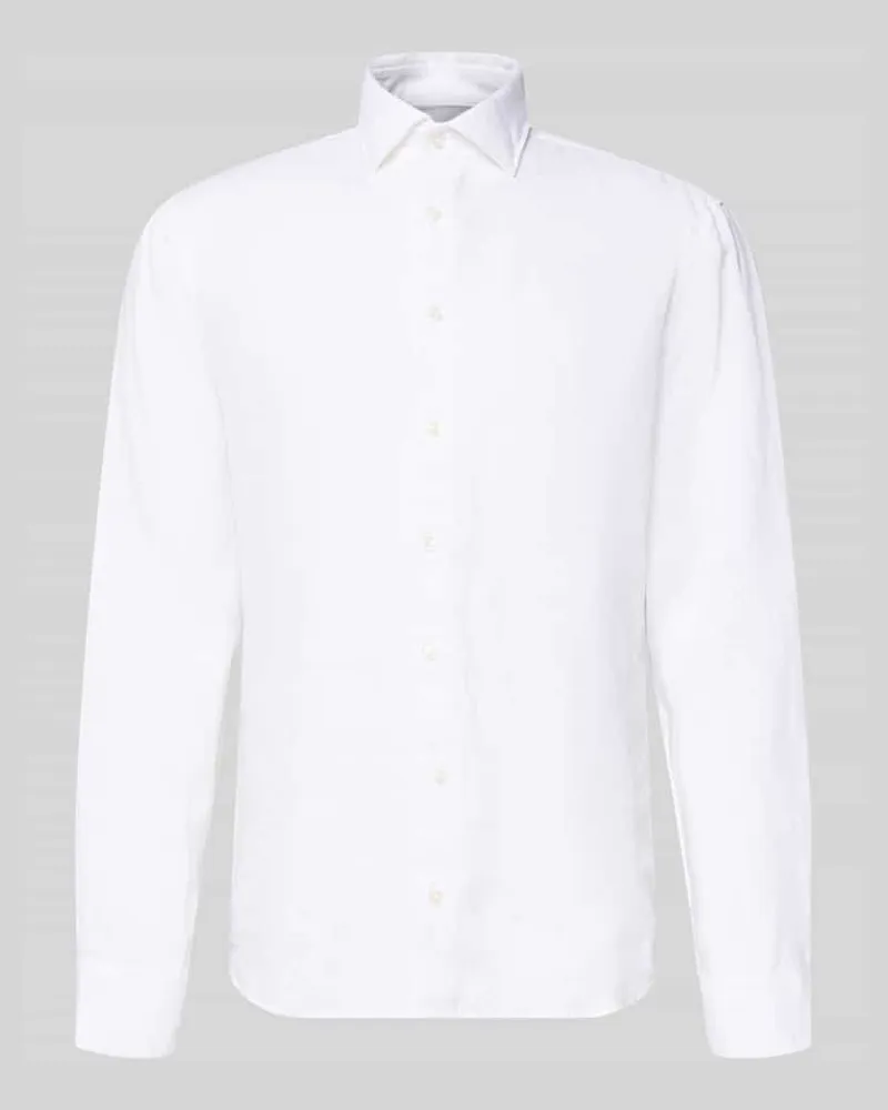 Seidensticker Regular Fit Business-Hemd aus Leinen mit Kentkragen Weiss