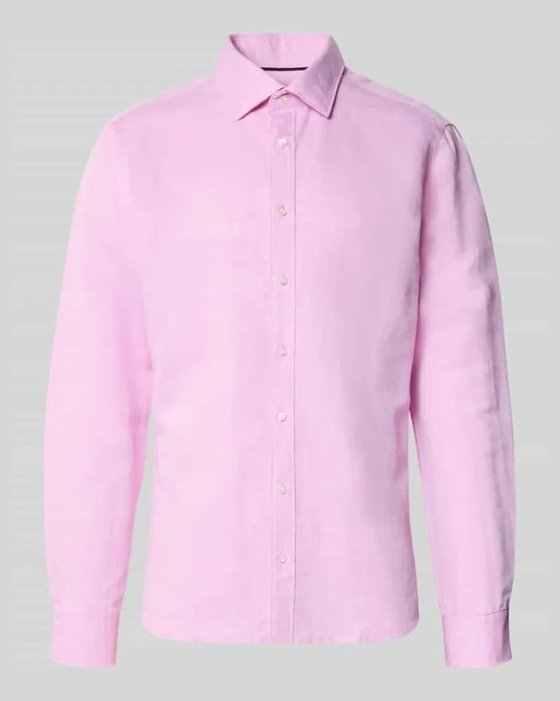 JAKE*S Regular Fit Freizeithemd aus Leinen-Mix Rosa