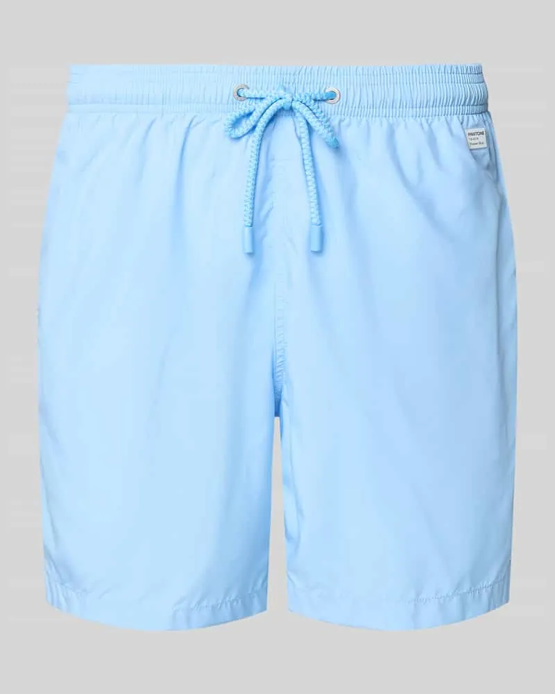 MC2 Saint Barth Badehose mit Logo-Print Modell 'Lighting Pantone Hellblau