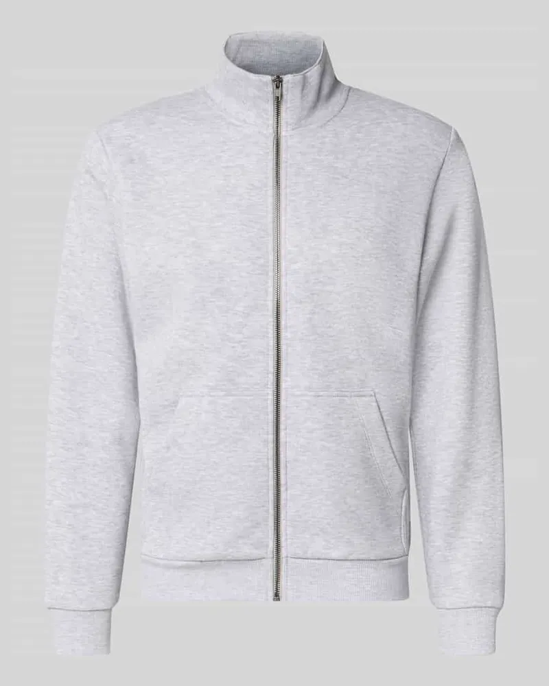 Jack & Jones Regular Fit Sweatjacke mit Baumwoll-Anteil Modell 'Bradley Hellgrau