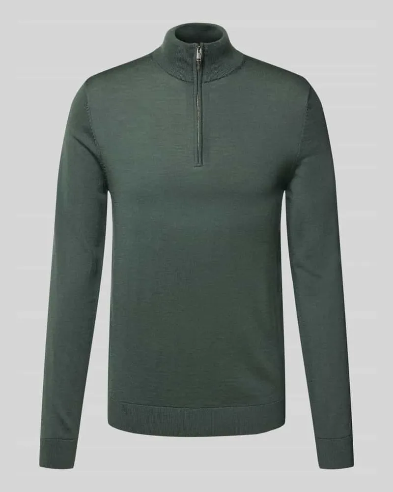Selected Homme Regular Fit Troyer aus reiner Merinowolle Modell 'TRAY Oliv
