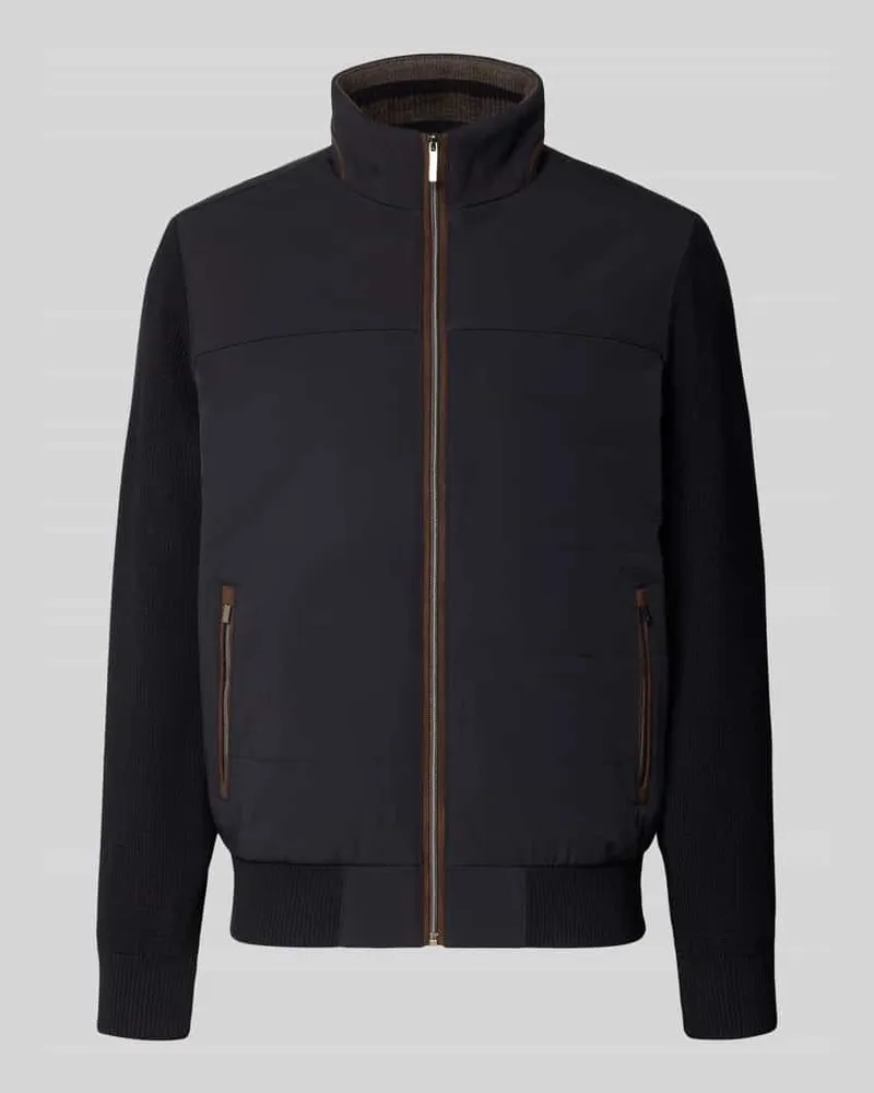 Bugatti Strickjacke mit Reißverschlusstaschen Marine