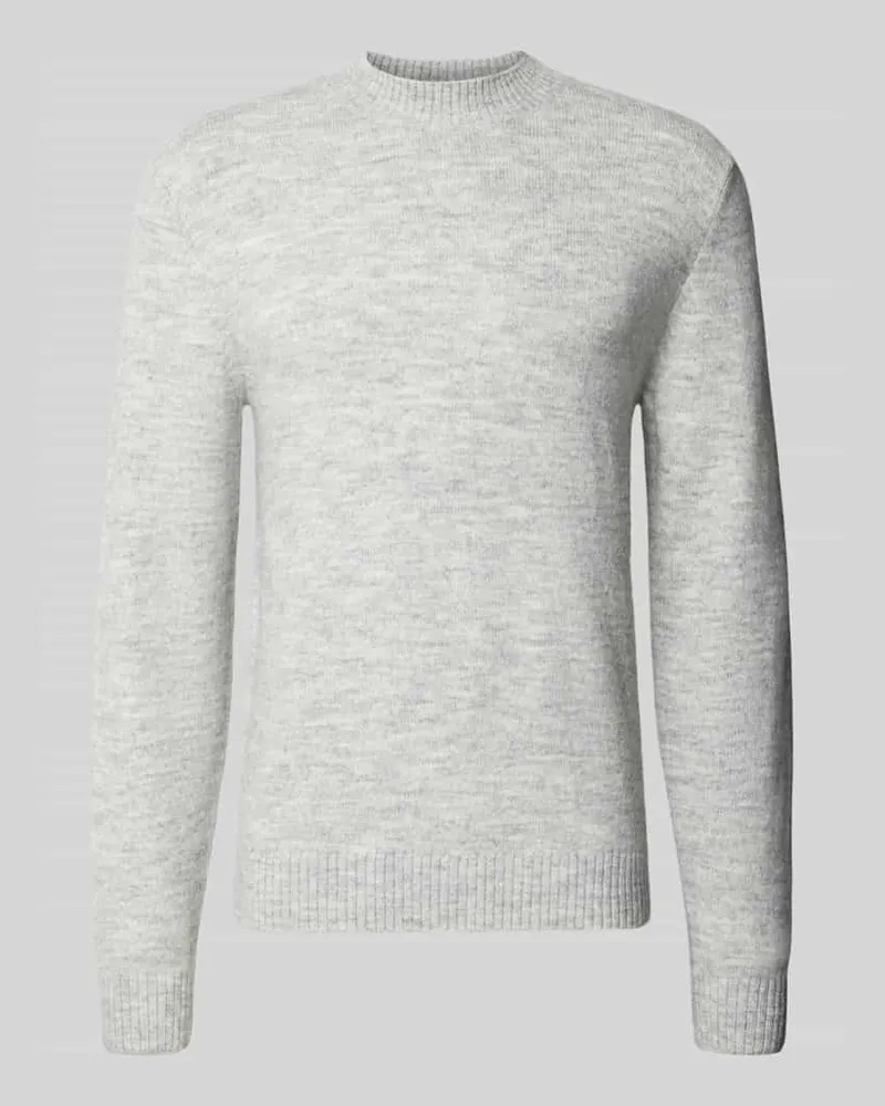 McNeal Regular Fit Strickpullover mit gerippten Abschlüssen Hellgrau
