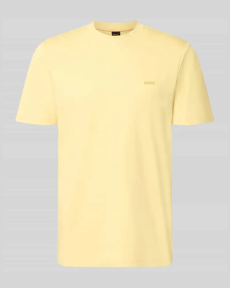 HUGO BOSS Regular Fit T-Shirt aus reiner Baumwolle Modell 'Te_interlock Gelb