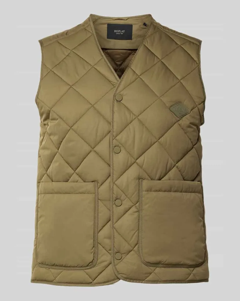 Replay Steppweste mit Druckknopfleiste Oliv