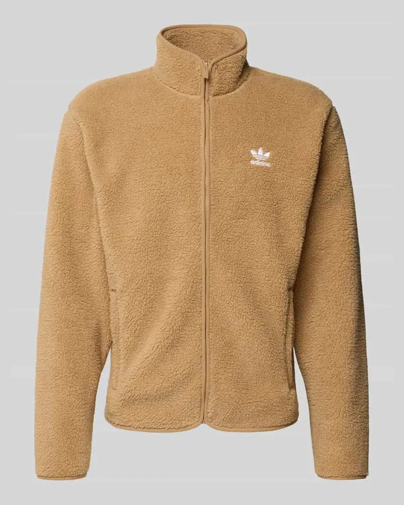 adidas Regular Fit Sweatjacke mit Logo-Stitching Modell 'Essentials Mittelbraun