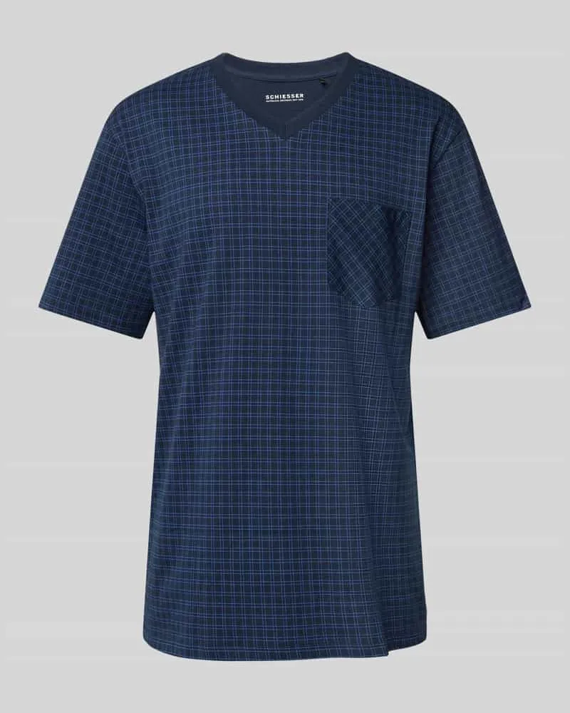 Schiesser Pyjama mit V-Ausschnitt Dunkelblau