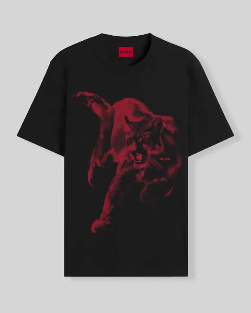 HUGO BOSS Regular Fit T-Shirt aus reiner Baumwolle Modell 'Daffilo Black