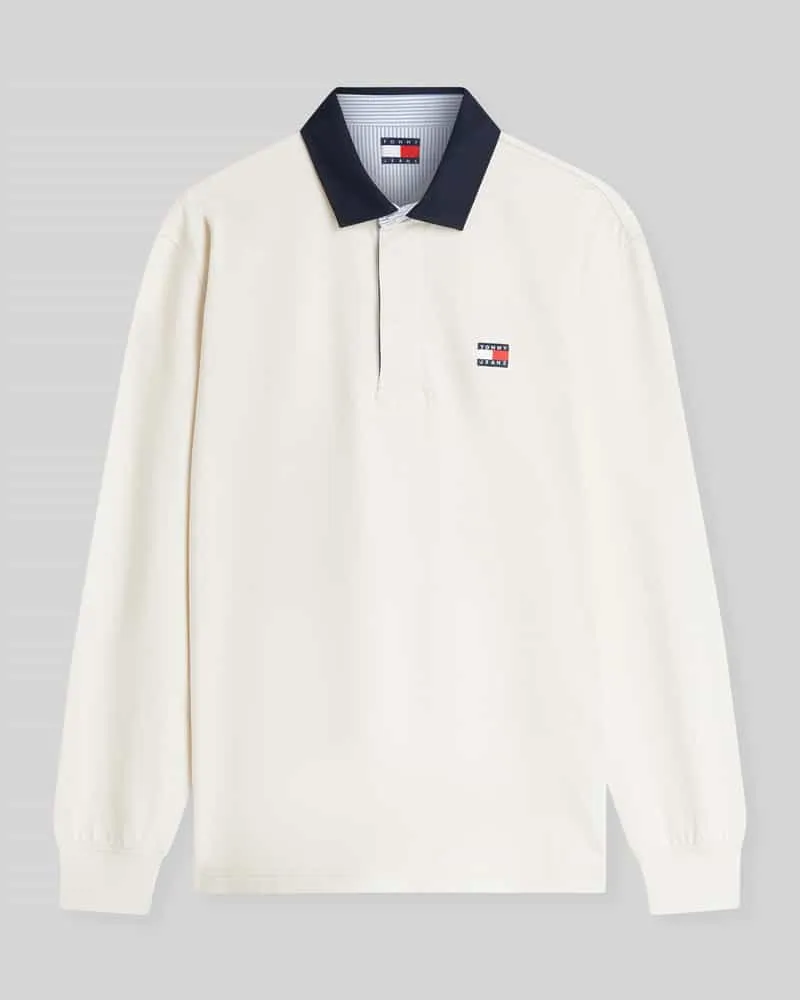 Tommy Hilfiger Regular Fit Rugbyshirt aus reiner Baumwolle Offwhite