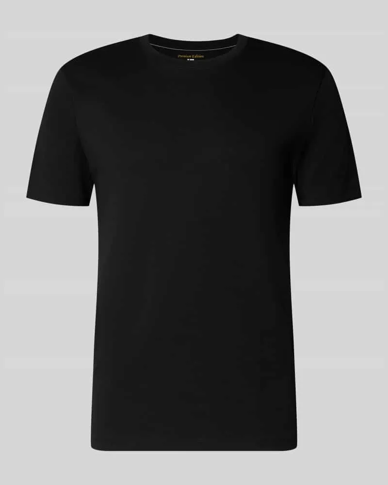 Christian Berg T-Shirt mit geripptem Rundhalsausschnitt Black