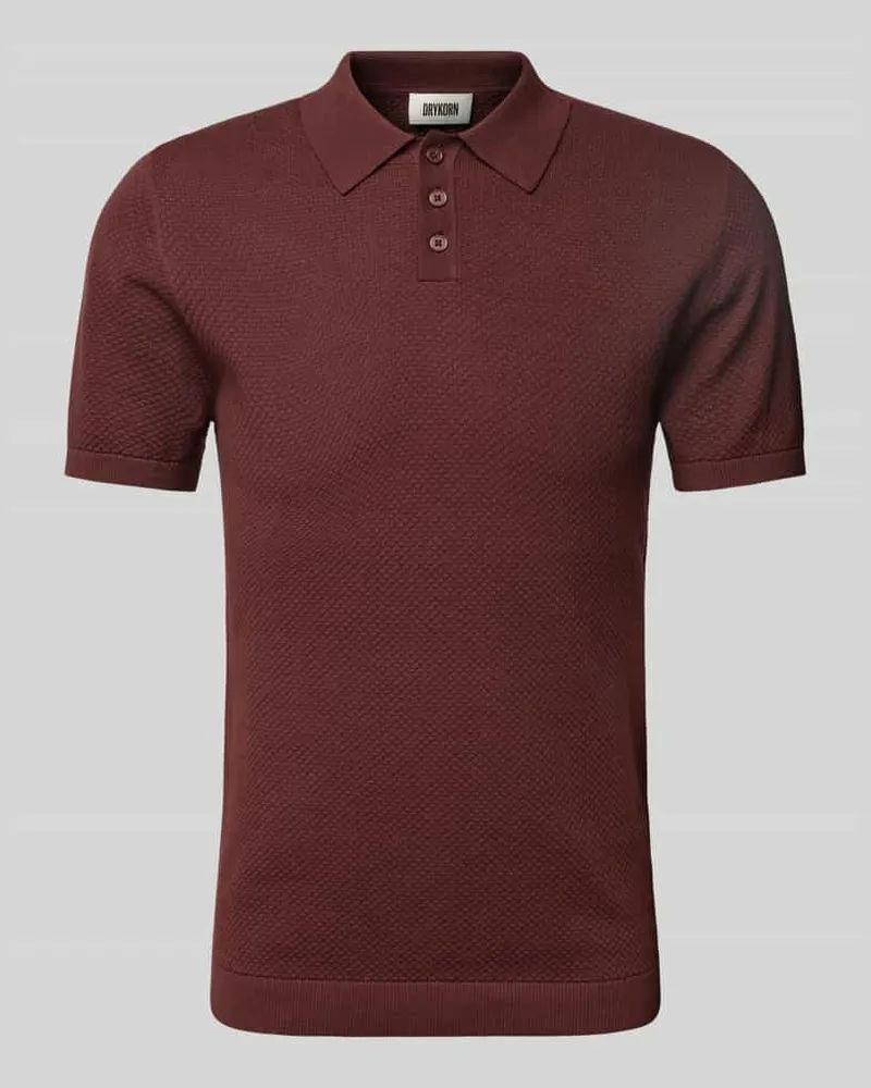 Drykorn Slim Fit Poloshirt mit Strukturmuster Modell 'TRITON Dunkelrot