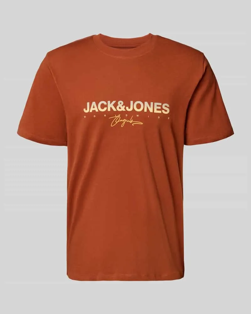 Jack & Jones T-Shirt mit Label-Print Hellrot