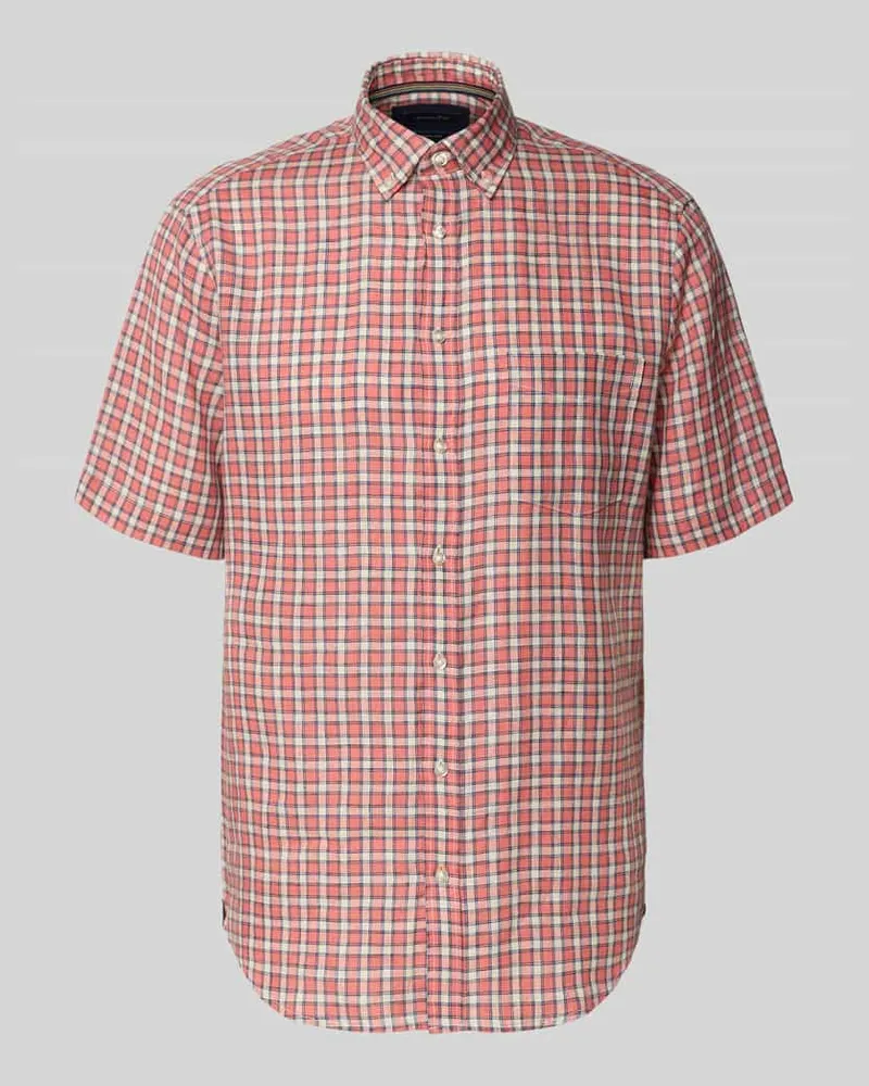 Christian Berg Regular Fit Freizeithemd aus Leinen Lachs