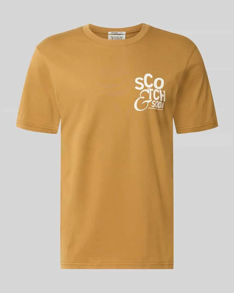Scotch&Soda Regular Fit T-Shirt mit Logo-Print Cognac
