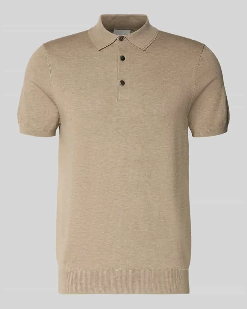 Profuomo Slim Fit Poloshirt mit Knopfleiste Beige