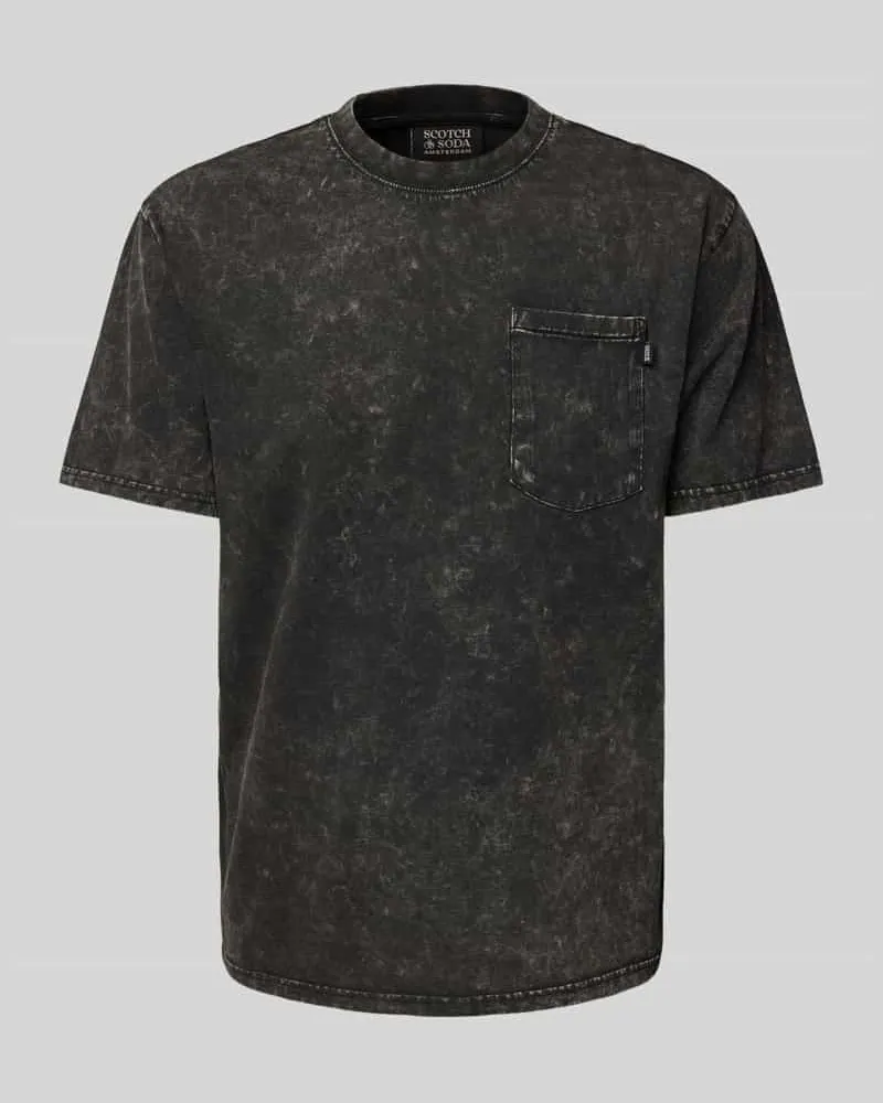 Scotch&Soda T-Shirt mit geripptem Rundhalsausschnitt Black