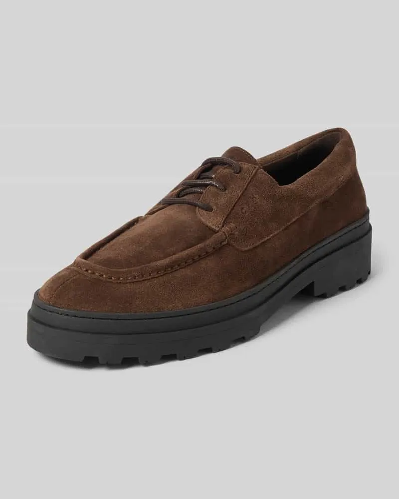 Copenhagen Schnürschuh aus Rindvelours mit Profilsohle Dunkelbraun