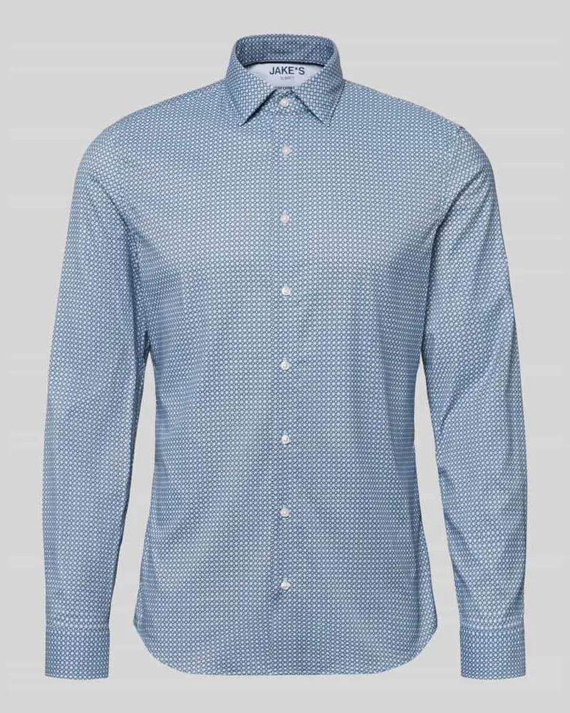 JAKE*S Slim Fit Businesshemd mit Kentkragen Bleu