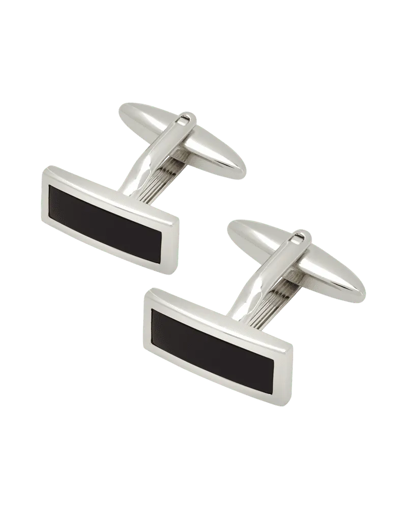 Lindenmann Manschettenknöpfe mit Einfassung in Onyx-Optik 