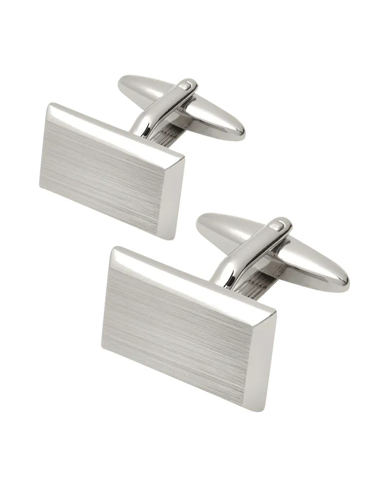 Lindenmann Manschettenknöpfe mit matter Oberfläche Silber