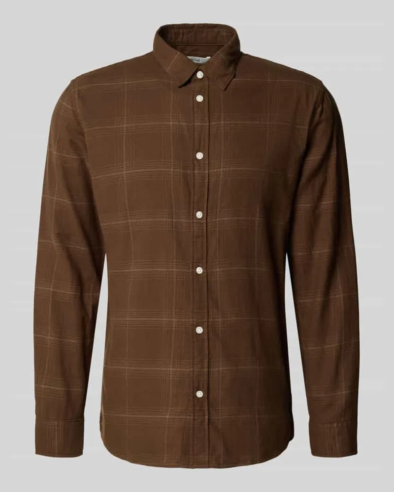 Selected Homme Slim Fit Freizeithemd aus reiner Baumwolle Modell 'SLIMOWEN Dunkelbraun
