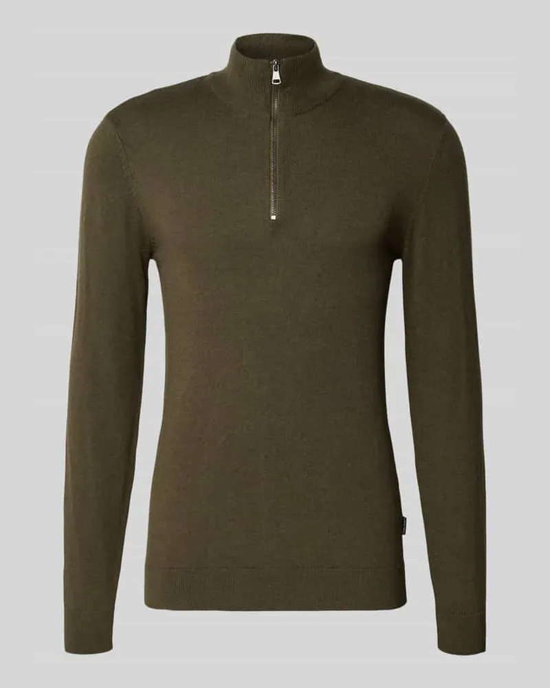 Blend Troyer aus Baumwoll-Mix in Strick-Optik Oliv