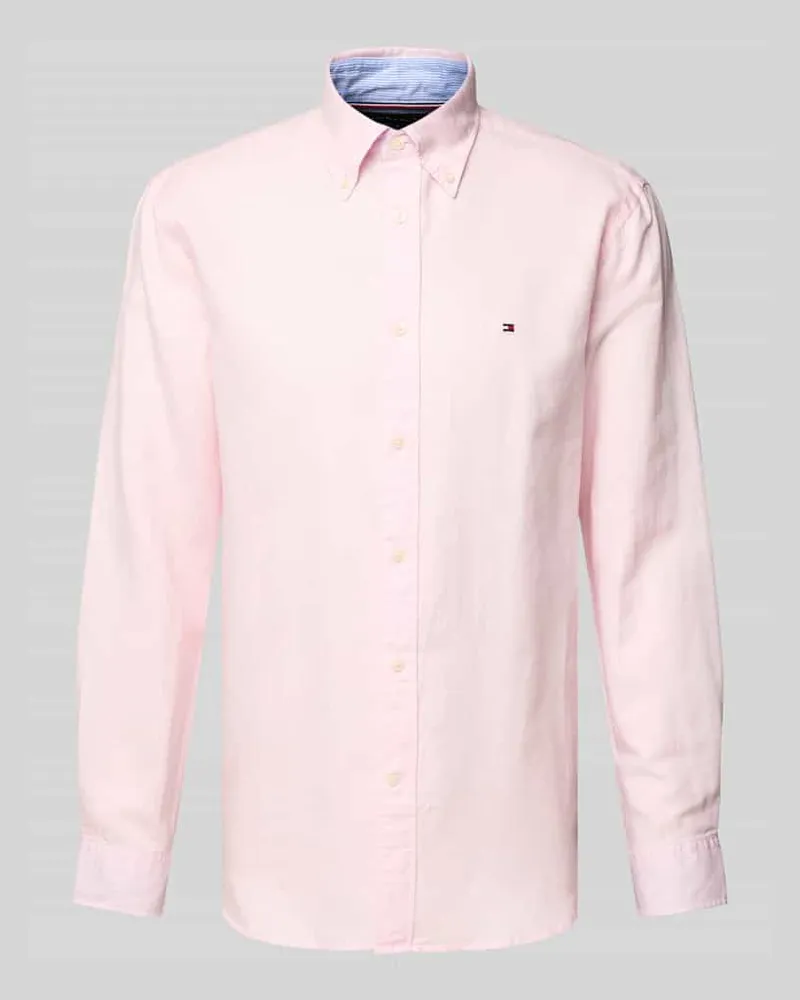 Tommy Hilfiger Regular Fit Freizeithemd aus Baumwoll-Leinen-Mix 
