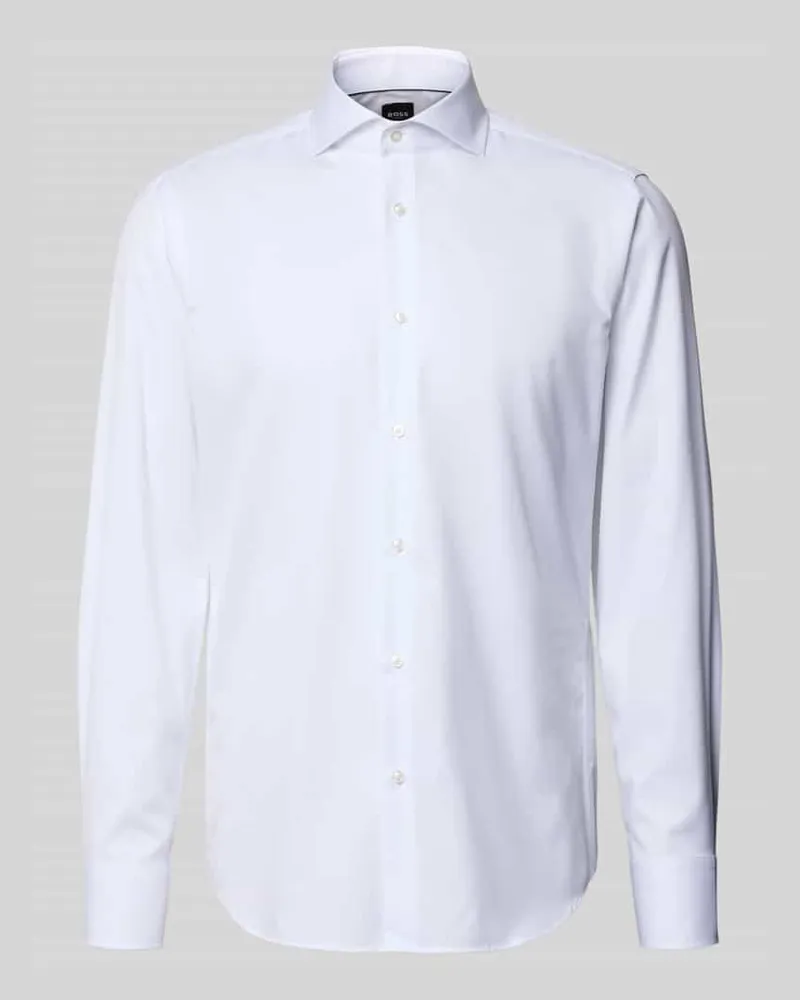 HUGO BOSS Regular Fit Businesshemd aus reiner Baumwolle Modell 'H-JOE-SP Weiss