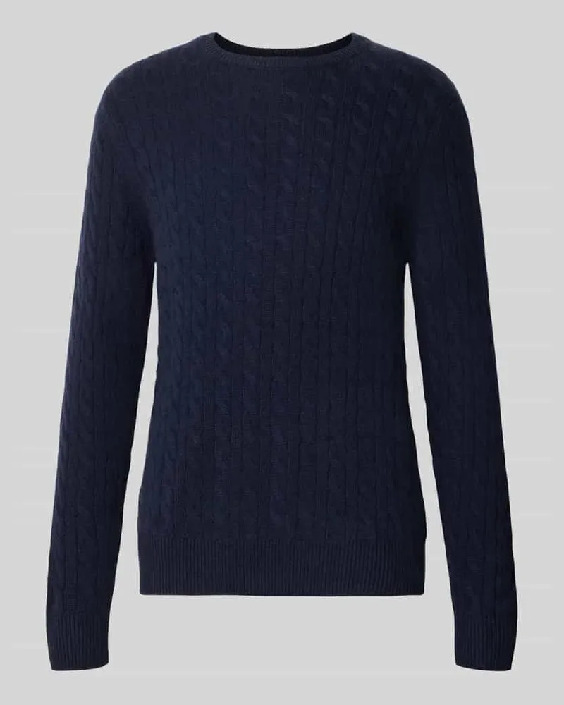 Christian Berg Slim Fit Strickpullover aus reinem Kaschmir mit Zopfmuster Marine