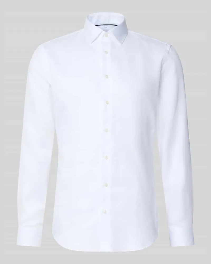 JAKE*S Slim Fit Businesshemd aus reiner Baumwolle Weiss