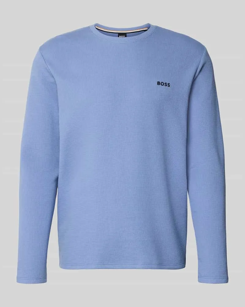 HUGO BOSS Regular Fit Langarmshirt aus Baumwoll-Mix Jeansblau