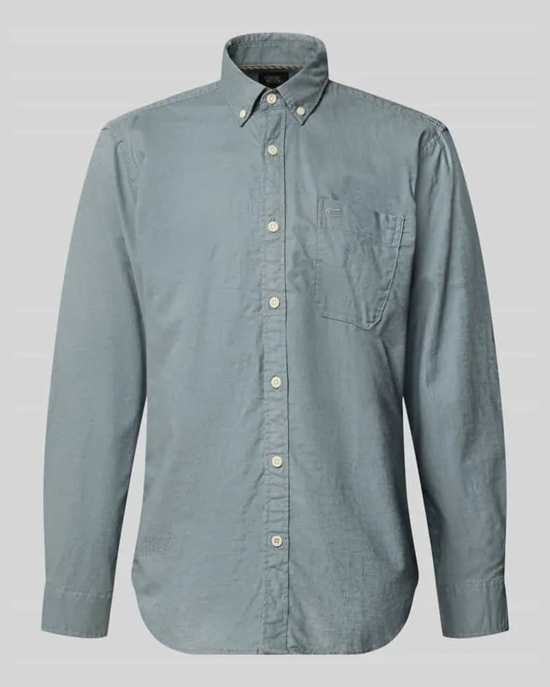 Camel Active Regular Fit Freizeithemd mit Button-Down-Kragen Jeansblau