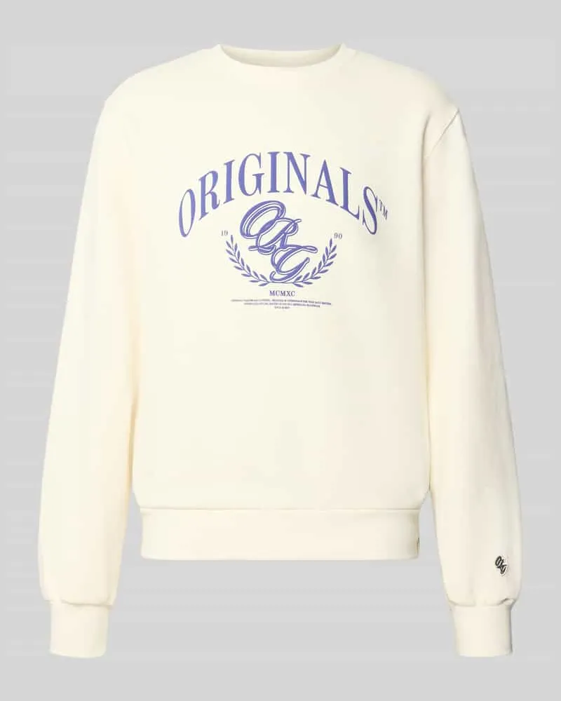 Jack & Jones Sweatshirt mit Label-Print Modell 'FREDERIKSBERG Offwhite