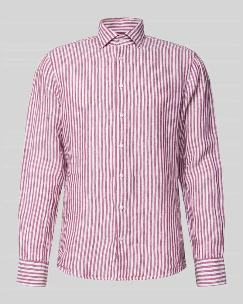 Seidensticker Regular Fit Business-Hemd aus Leinen mit Kentkragen Fuchsia