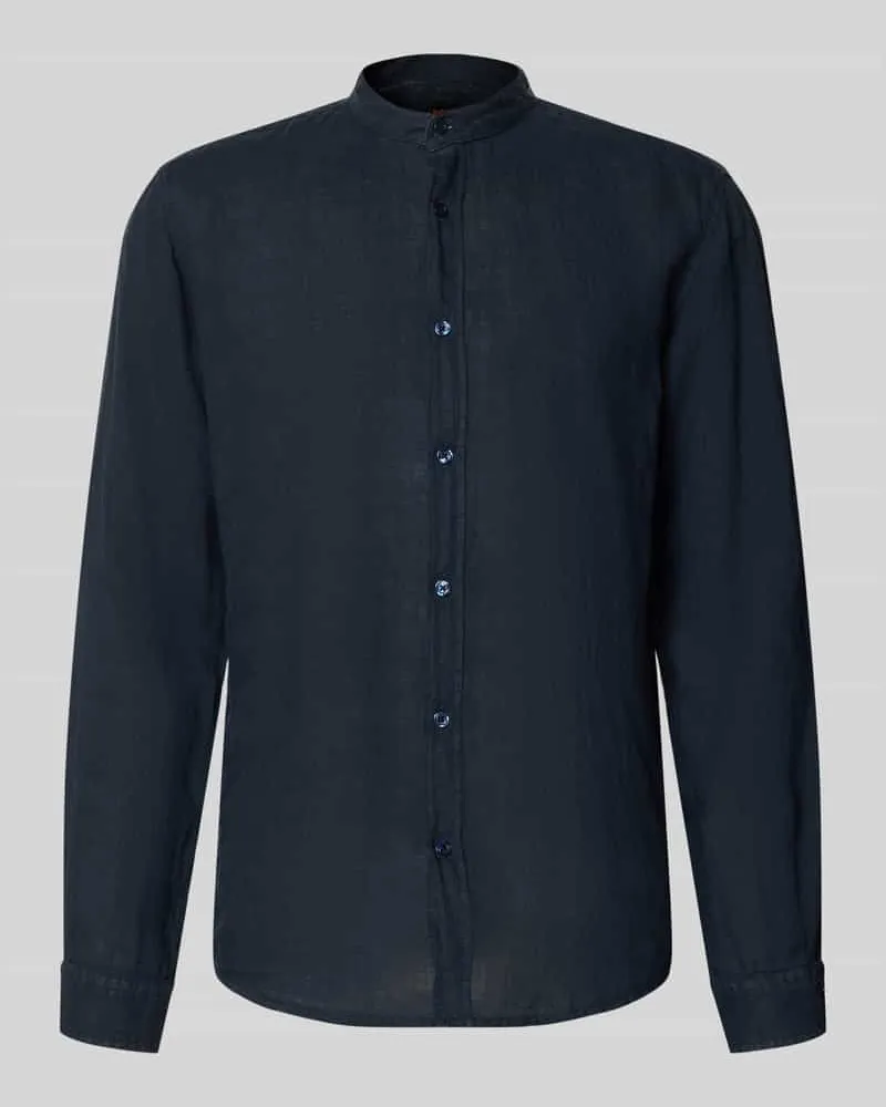 HUGO BOSS Regular Fit Freizeithemd aus reinem Leinen Modell 'RACE_1_M Dunkelblau