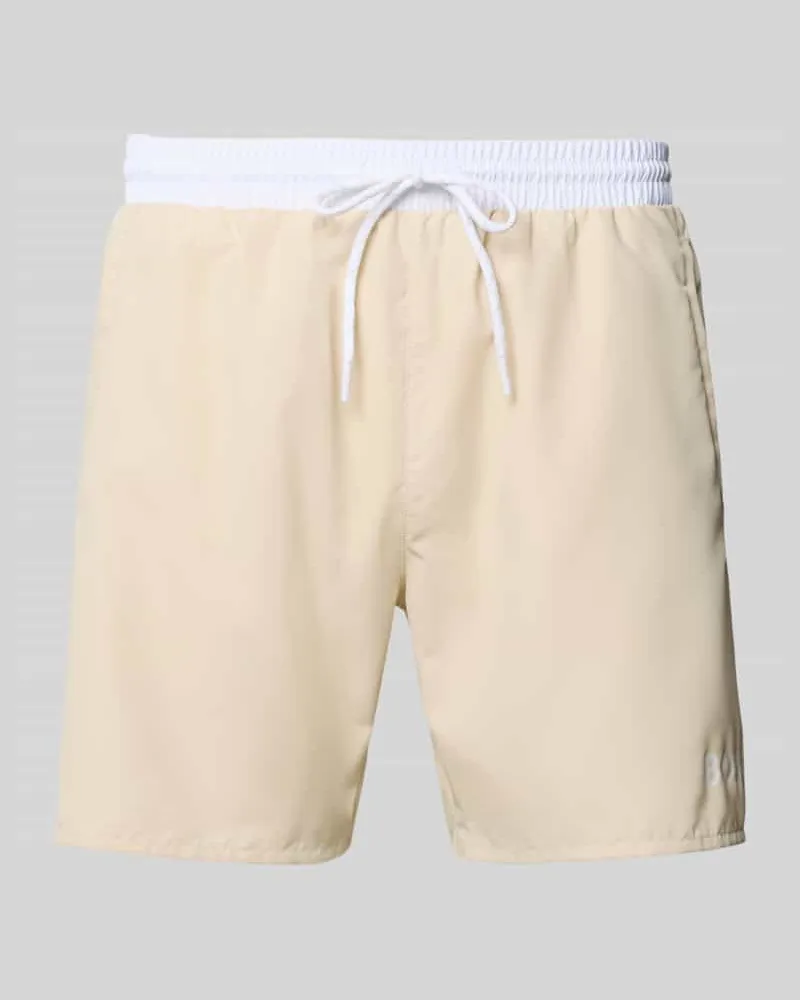 HUGO BOSS Regular Fit Badehose mit Logo-Print Modell 'STARFISH Ecru