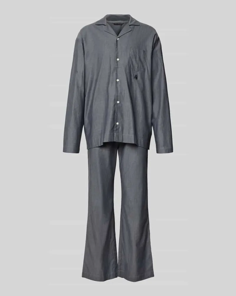 Tommy Hilfiger Relaxed Fit Pyjama aus reiner Baumwolle Modell 'HERRINGBONE Graphit