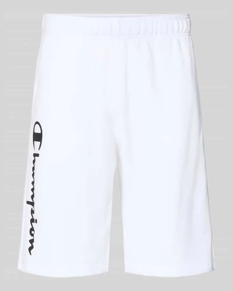 Champion Shorts mit Logo-Print und -Stitching Weiss