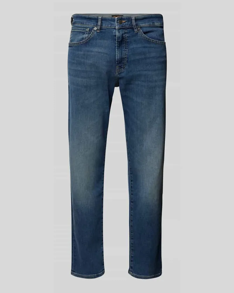HUGO BOSS Regular Fit Jeans im 5-Pocket-Design Modell 'MAINE Jeansblau