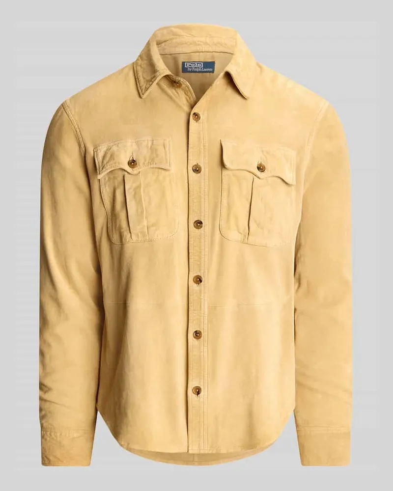 Ralph Lauren Suede-Hemdjacke aus Ziegenwildleder Beige