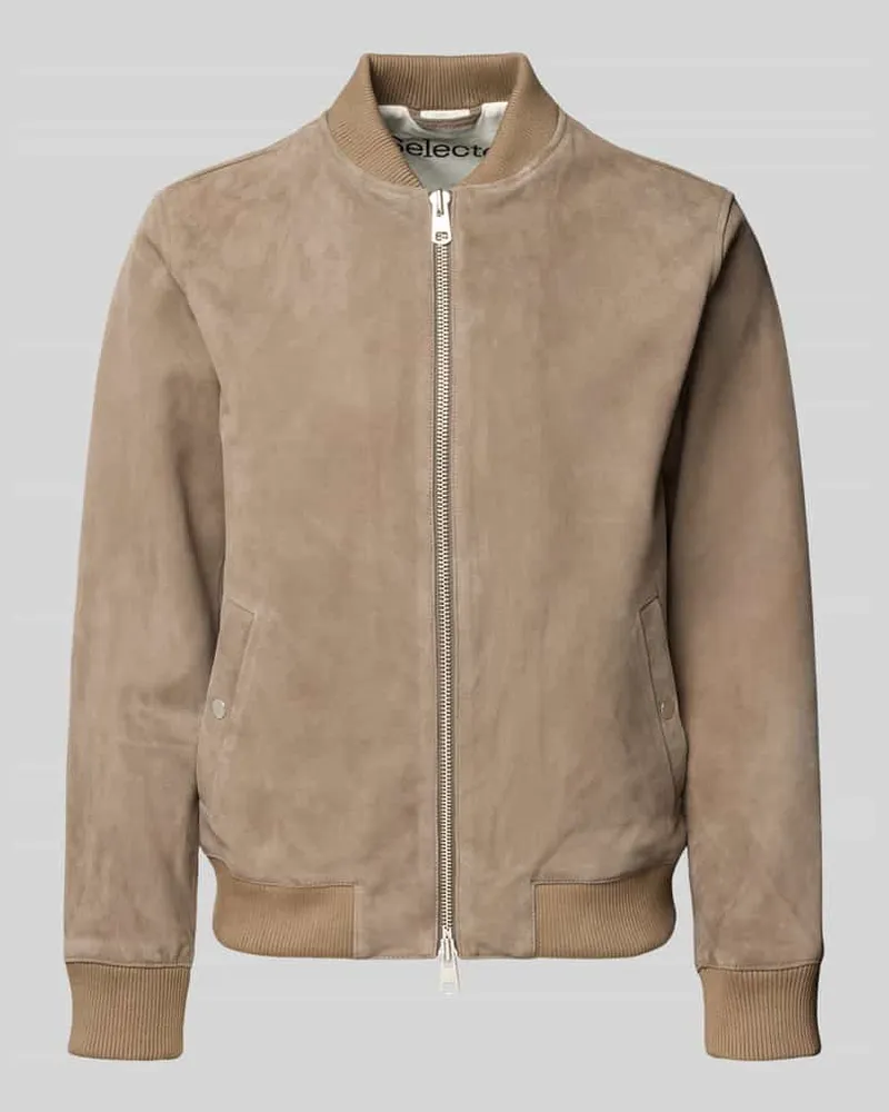 Selected Homme Regular Fit Wildlederjacken aus reinem Ziergenleder Modell 'ARCHIVE Hellbraun
