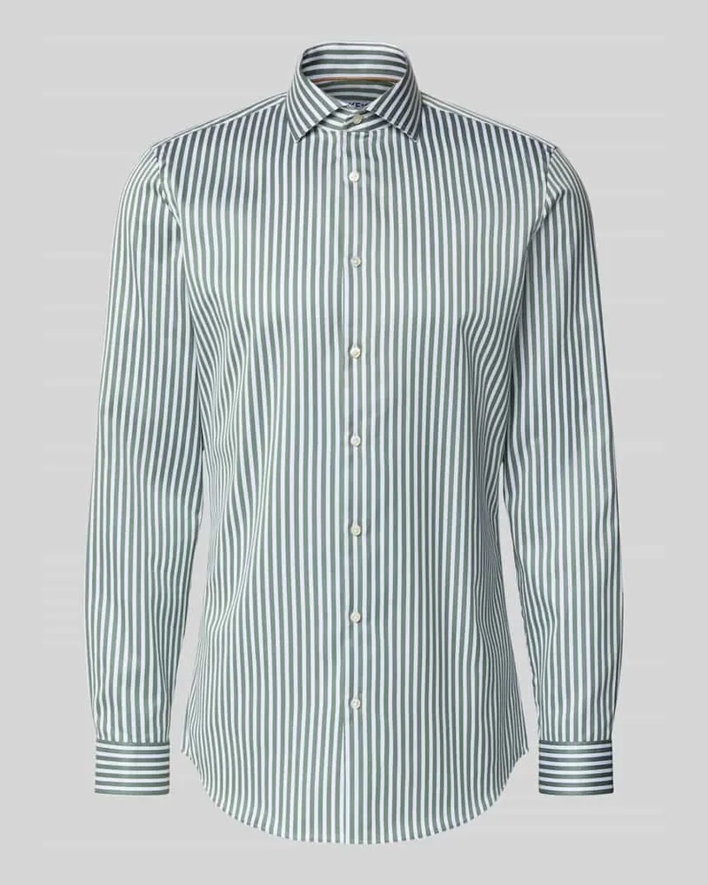JAKE*S Slim Fit Businesshemd mit Haifischkragen und extra langem Arm 