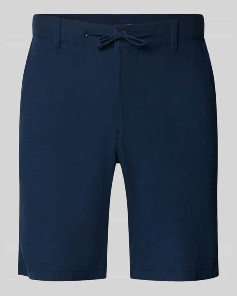 Selected Homme Regular Fit Chinoshorts aus Baumwoll-Leinen-Mix Modell 'BRODY Marine