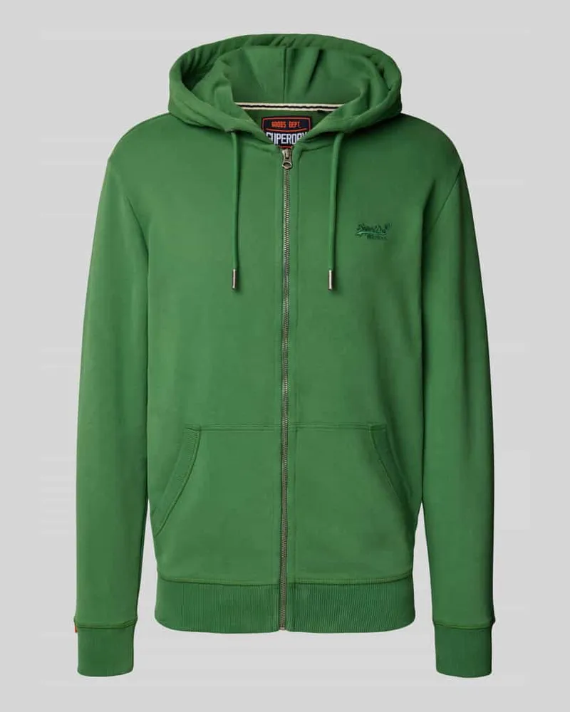Superdry. Sweatjacke mit Känguru-Tasche und Label-Stitching 