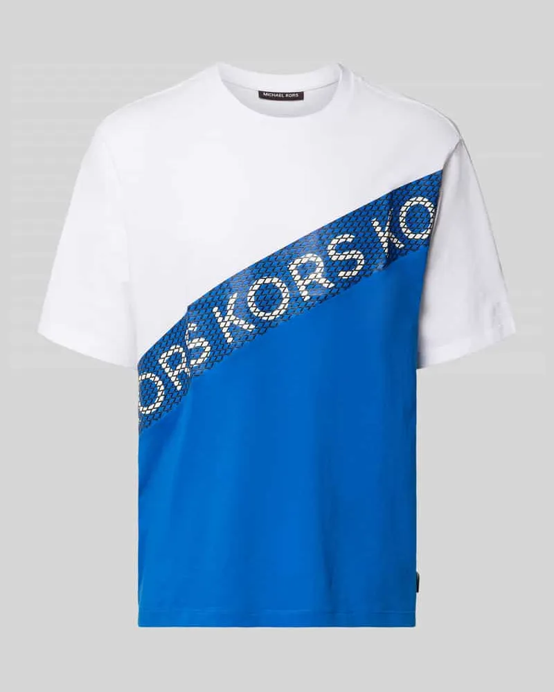 Michael Kors T-Shirt mit Label-Print Modell 'KORS MESH STRIPE Weiss