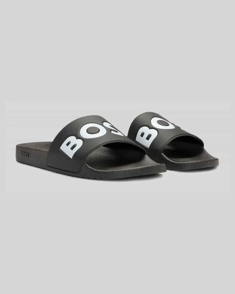 HUGO BOSS Badeschuhe mit Logo-Print Modell 'ARYEH_SLID Black