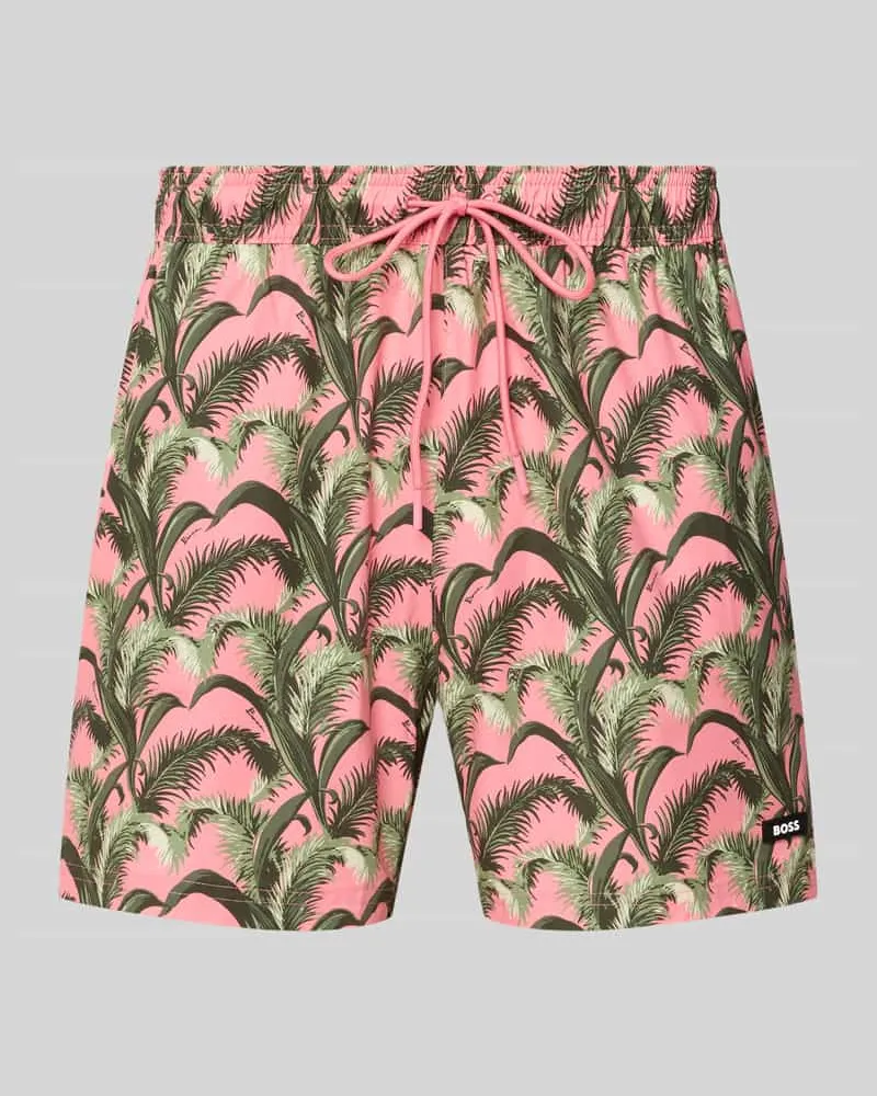 HUGO BOSS Regular Fit Badeshorts mit Allover-Muster Modell 'PIKE Lachs
