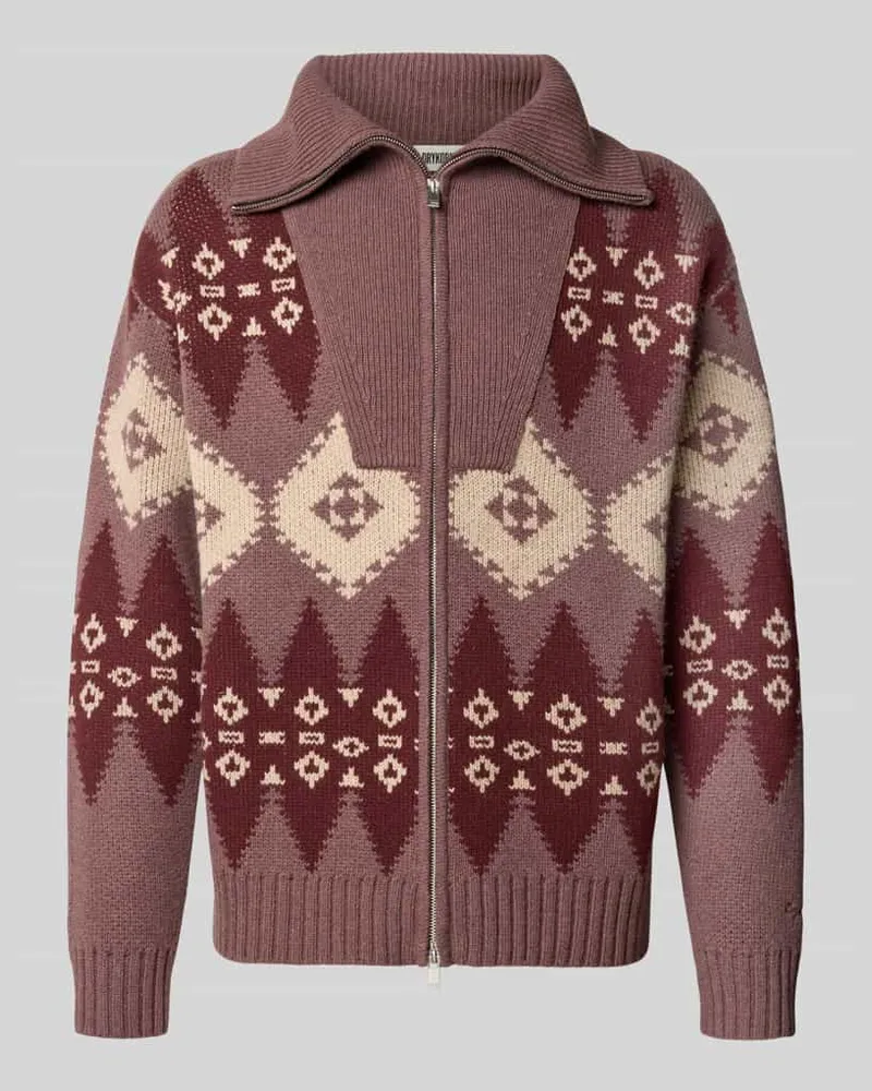 Drykorn Strickjacke mit abstraktem Muster Bordeaux