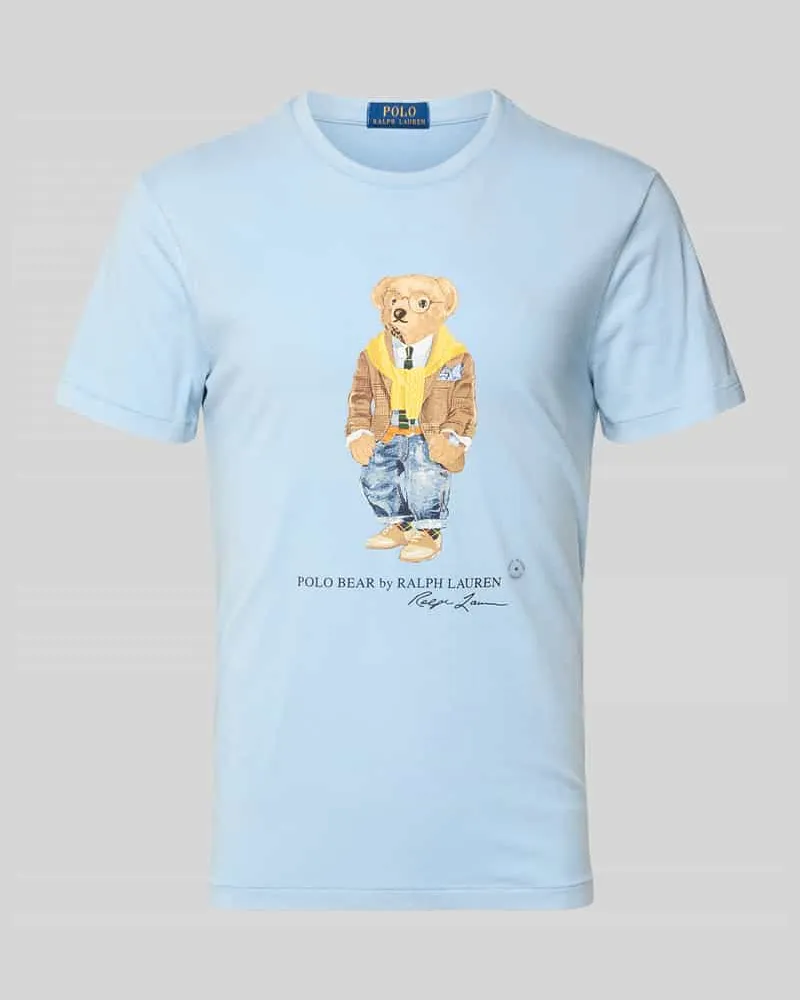 Ralph Lauren T-Shirt mit Label-Print Hellblau